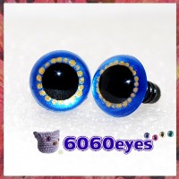 1 Pair  Blue Gold Hand Painted Safety Eyes Plastic eyes